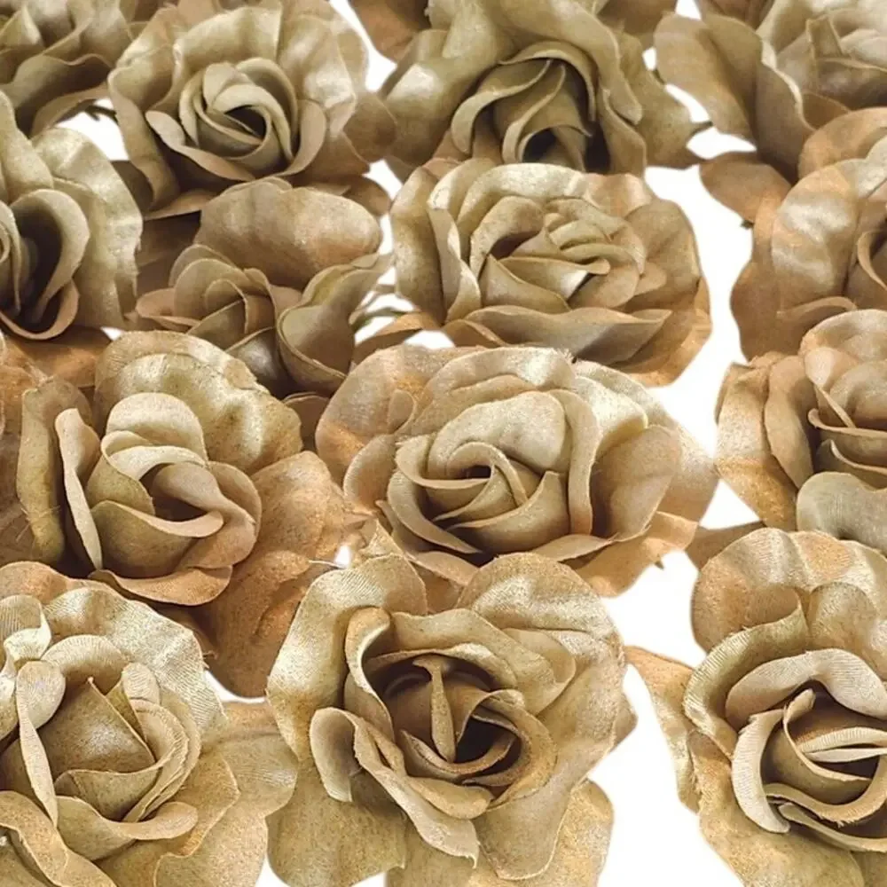 100 Moss Olive Green Satin Rose Heads Stemless Wedding Floral Craft DIY 2.5in